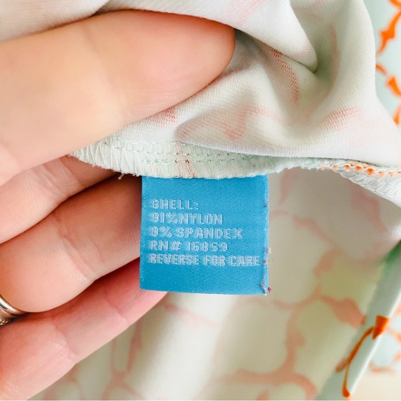 J. McLaughlin Mint Green & Orange Geo Print Stretch Knit  Long Sleeve Size Small - Picture 6 of 7